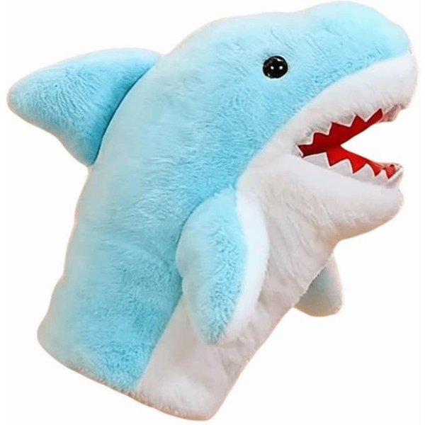 Marioneta De Mano De TiburóN Interactivo De 20 Cm Juguete De Animal De Peluche De Dibujos Animados Lindo Juguetes De Animales TiburóN Simulado De Peluche Juguetes Educativos Azul-image