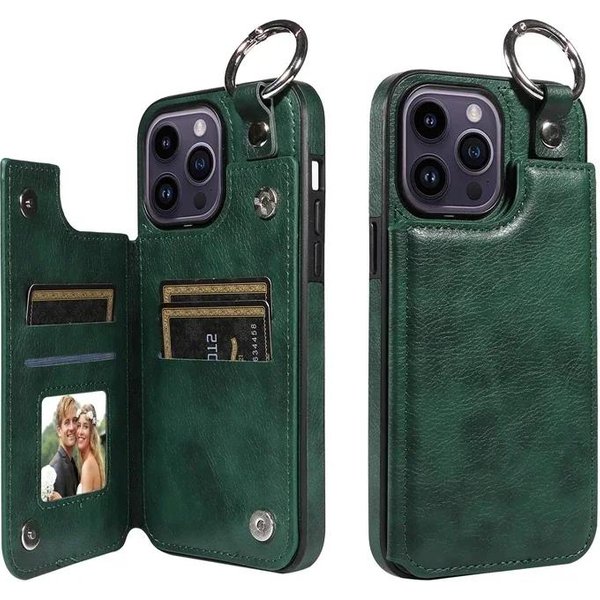 Portfel Magnetyczny PierśCień PodnosząCy Pokrowiec SkóRzany Dla Iphone 16 Pro Max 15 Plus 14 13 12 11 SE X XS XR XS Max 8 7 Iphone 12 Pro Max-image
