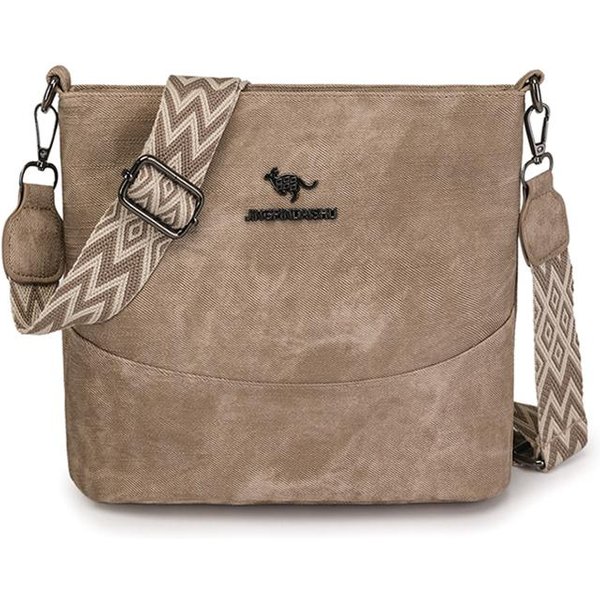MięKka SkóRzana Damska Torba Crossbody Dojazdy DużA Pojemność Torba Na Ramię Khaki-image
