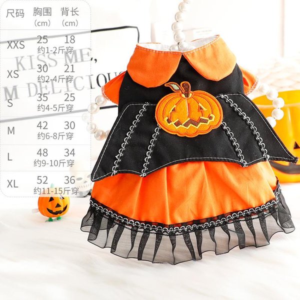 Vestido De Calabaza De Primavera Y OtoñO Para Mascotas Vestido De Princesa Para Gato Vestido De Criada Halloween Perro PequeñO Mascota Cachorro Vestidos Ropa De Navidad XL-image
