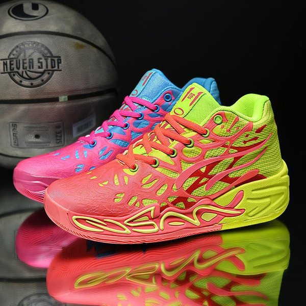 Zapatillas De Baloncesto De Verano De CañA Alta Para Hombre, Adolescentes PráCticas Resistentes Al Desgaste, CóModas Y Transpirables Zapatillas Deportivas 43 Pink-image