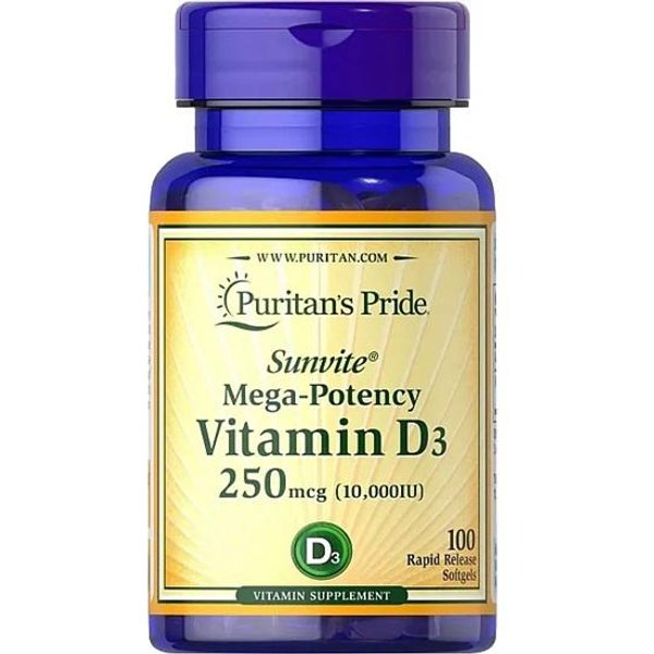 Puritan's Pride - Witamina D3 10 000 Iu, 100 KapsułEk żElowych-image