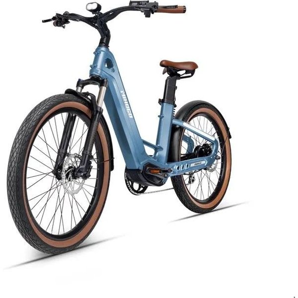 Mihogo Bicicleta EléCtrica Con Cuadro De Fibra De Carbono Y Aire Motor De 750W BateríA De 48V19.2AH Bicicleta EléCtrica De MontañA Ruedas De Off-Road De 26 Pulgadas Bicicleta EléCtrica Todoterreno Azul-image