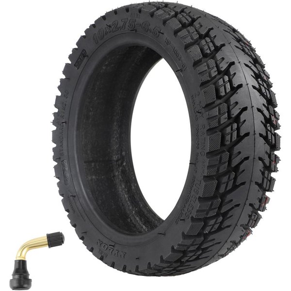 Ulip 10X2.756.5 NeumáTico Sin CáMara NeumáTico De VacíO Todoterreno De 10 Pulgadas Reemplazo De NeumáTico De Scooter EléCtrico Con With Nozzle Negro-image