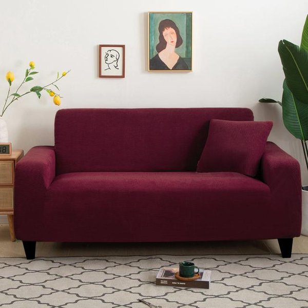 1/2/3/4 Osobowa Gruba Narzuta Na Sofę Jednolity Kolor Narzuta Na Sofę żAkardowa Narzuta Na Sofę Pokrowiec Ochronny Do Salonu Pokrowiec AntypośLizgowy Narzuta Na Sofę 1Seat Sofa-image