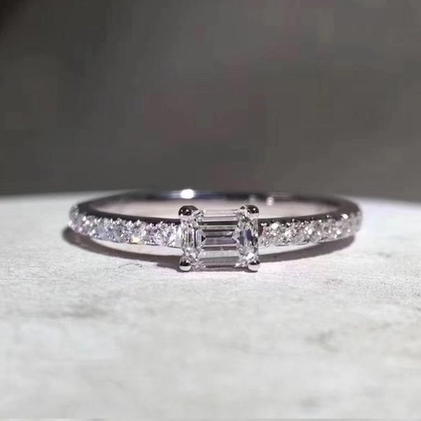 Nuevo Moda Exquisito Simple Arte Chica Anillo Barra Forma Caramelo De Roca Rectangular Diamante Anillo No. 10 Gray-image