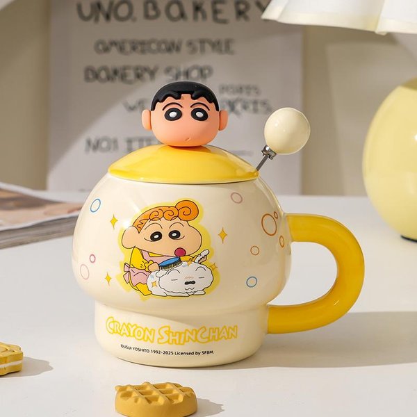 Taza Linda De Crayon Shin Chan Taza De CeráMica De Alto Nivel EstéTico Para NiñAs Taza De Café Con Leche Para Oficina Regalo De CumpleañOs-image