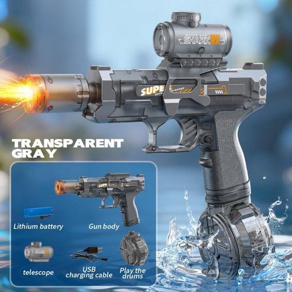 Elektryczny Pistolet Zabawka Blaster Dymu Z Dynamicznymi Wibracjami, Realistycznym DźWięKiem I Efektami MigająCego ŚWiatłA, Idealna Zabawka Plenerowa Dla Dzieci Gray-image