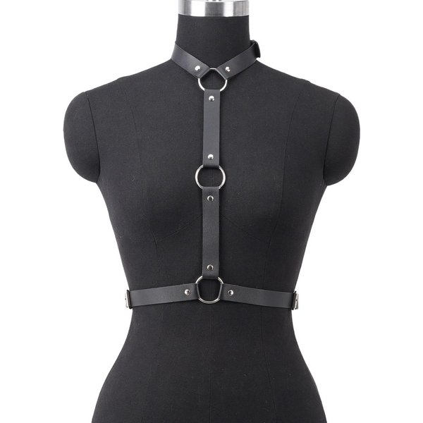 CinturóN De Moda Para Mujer Estilo Callejero ArnéS De Cuero CinturóN De Cintura Corsé Decorativo Punk CinturóN De Cintura De Cuero Accesorios De Ropa GóTica Adjustable Black-image