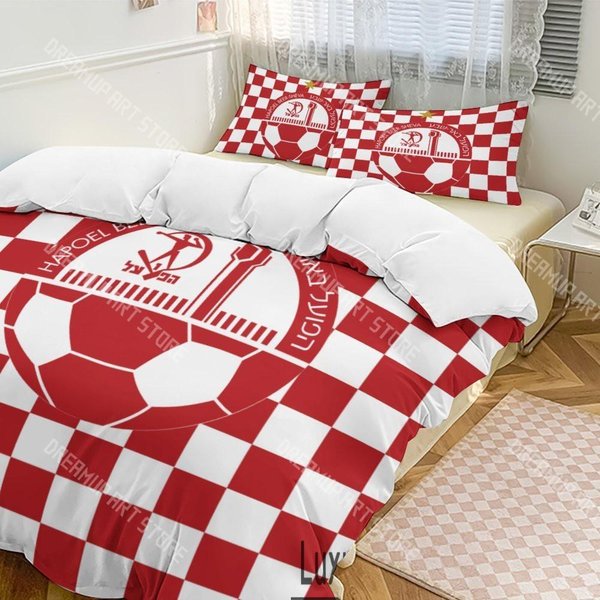 Juego De Ropa De Cama Hapoel Beer Sheva ImpresióN 3D Individual Queen King TamañO Completo Funda NóRdica Funda De Almohada Cama NiñOs NiñAs Adulto Textiles Para El Hogar EU Single 90X200Cm-image