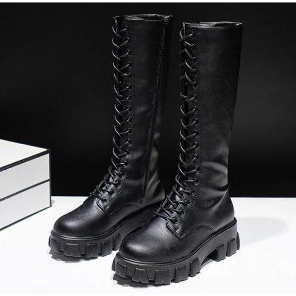 Botas Altas Sexis Hasta La Rodilla De Pu, Botas De TacóN Alto Para Mujer, Zapatos De Moda, Botines De Primavera Y OtoñO Para Mujer De Talla Grande 35-43 35 Negro-image