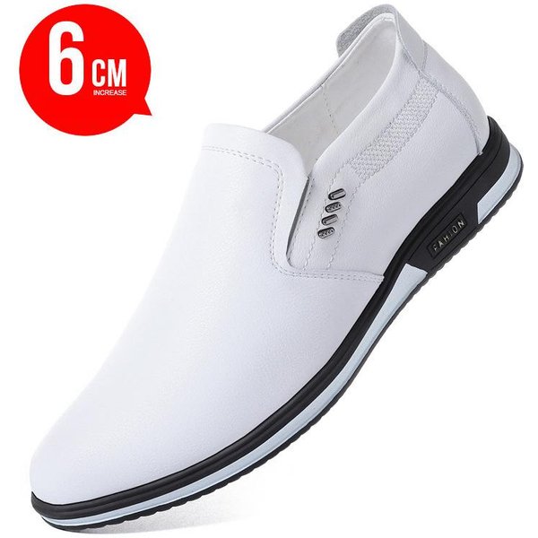 Nowe MęSkie Buty Eleganckie Sneakersy Buty PodwyżSzająCe 6CM Buty ZwięKszająCe Wzrost SkóRzane Buty MężCzyzna Codzienne ŻYcie Buty ZwięKszająCe Wzrost 42 White-image