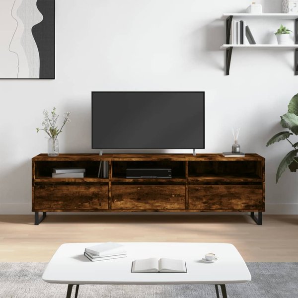 Mueble Bajo Tv, Roble Ahumado, 150X30X44,5 Cm-image