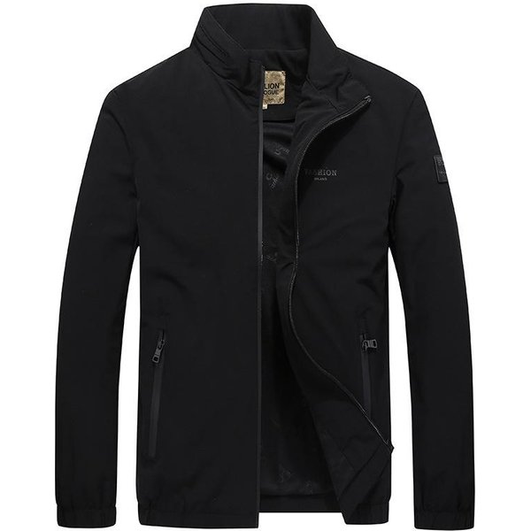 Chaqueta Nueva Para Hombre Con Cuello Alto Primavera Y OtoñO Delgada Talla Grande Abrigo Holgado 5XL Black-image
