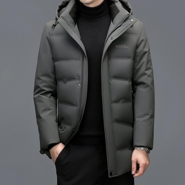 Chaqueta De PlumóN Para Hombre De Mediana Edad, Mediana Y Larga, Informal, Holgada, Gruesa Y CáLida, Estilo Papá 4XL Gray-image