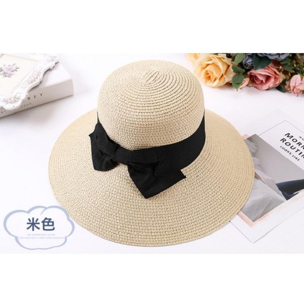 Sombrero, ProteccióN Solar De Verano, Vacaciones En La Playa, Sombrero De Paja Grande Para Playa, Lazo De Ala Ancha, Sombrero De Pescador Adjustable-image