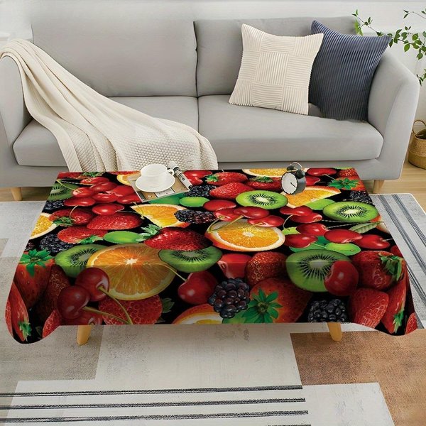 Kolorowe ProstokąTne Obrusy Z Wzorem Owocowym Do Dekoracji StołU Wodoodporne Wielokrotnego UżYtku MożNa Prać W Pralce Obrus Do Kuchni Imprezy 140X140Cm-image