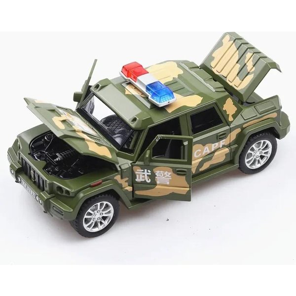 1:32 Metalowe Odlewane Pancerne Samochody Terenowe Model Miniaturowe Samochodziki Zabawki Z DźWięKiem ŚWiatłEm SamochóD Policyjny Pull Back Pojazdy Swat Prezenty Dla ChłOpcóW-image