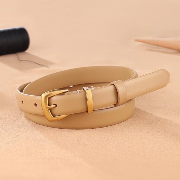 CinturóN Fino De Piel De Vaca De Primera Capa De Guangzhou Para Mujer Moda VersáTil Piel Genuina CinturóN Coreano Para Mujer CinturóN Decorativo De Piel De Vaca De Gama Alta 105Cm Brown-image