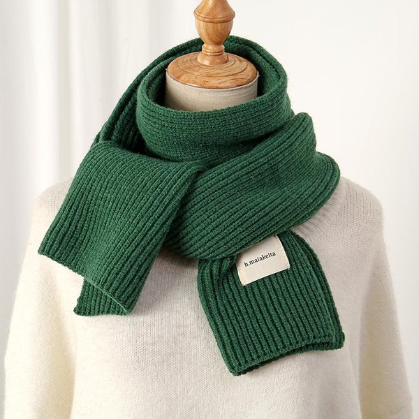 Bufanda Suave De Lana Tejida CáLida Para Mujer Color SóLido Estilo Coreano Fina Larga De Hilo De Lana OtoñO Invierno Viaje Casual PañUelo De Cuello Bufanda 25X150Cm Black-image