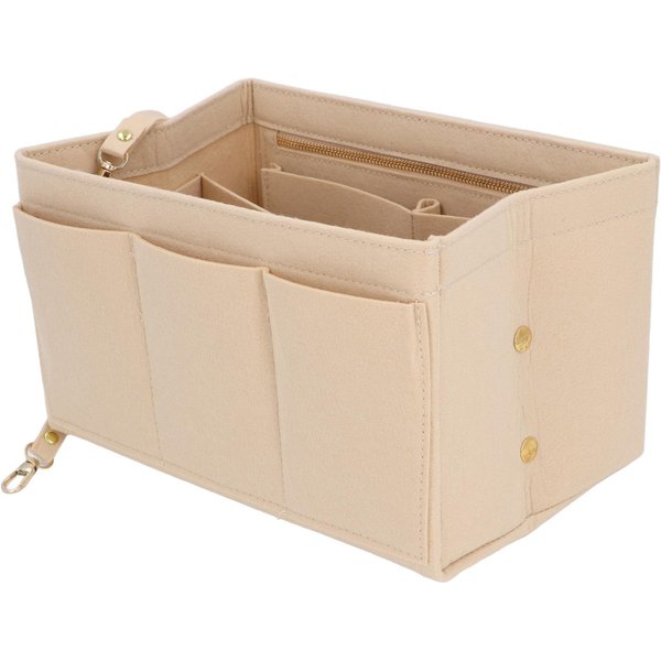 Filcowy Organizer WkłAd Khaki DużA Pojemność Przechowywanie KosmetykóW WkłAd Do Torebki PrzegróDka Beige-image