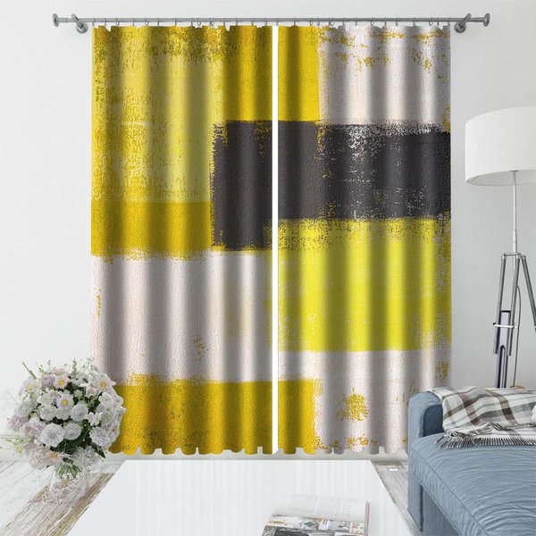 Abstrakcyjny Artystyczny SześCian Luksusowe ZasłOny Okienne Dla Dzieci Salon Sypialnia ŁAzienka Kuchnia Drzwi Szafka Dekoracja Domu Haczyki 2 Sztuki W50 X H130(Cm)X2&Hook-image