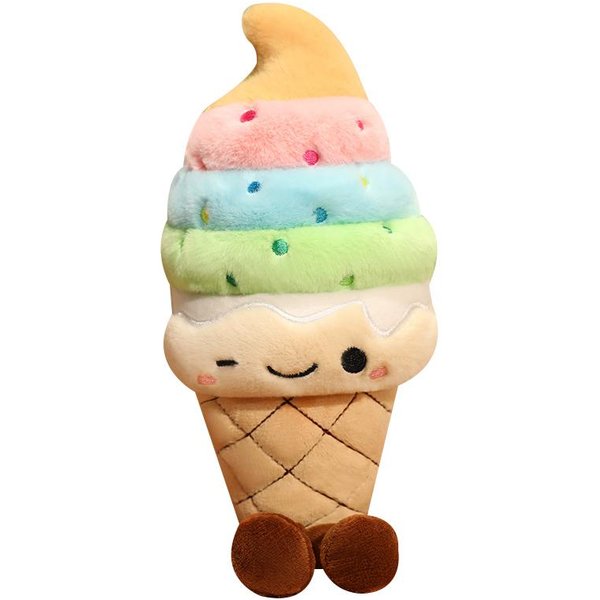 Adorable Peluche De Helado Relleno Dulce Cono De Helado Postre Comida MuñEca Suave Almohada DecoracióN De HabitacióN Dulces Regalos NavideñOs Para NiñOs 25Cm-image