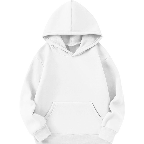 DziecięCa Bluza Z Kapturem LuźNa Z DłUgim RęKawem - Swobodna Bluza Unisex Dla ChłOpcóW I DziewcząT 160 BiałY-image
