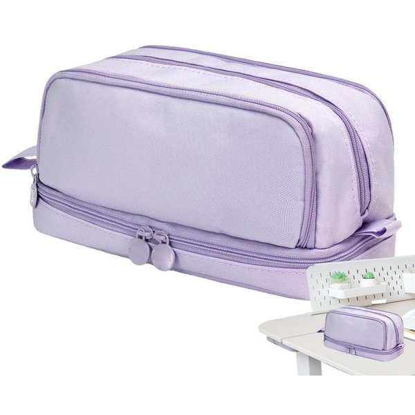 Estuche PortáTil Para LáPices Estuche Grande PortáTil Para LáPices Y BolíGrafos Con Compartimentos Estuche EstéTico Para BolíGrafos Bolsa De Almacenamiento De PapeleríA Para-image
