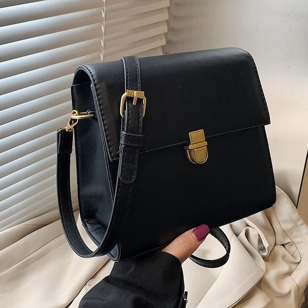 Bolso PequeñO Para Mujer Retro Simple Bolso Bandolera Estilo Hong Kong Principios De Primavera Nuevo VersióN Coreana VersáTil Bolso Cuadrado PequeñO De Moda De Un Solo Hombro-image