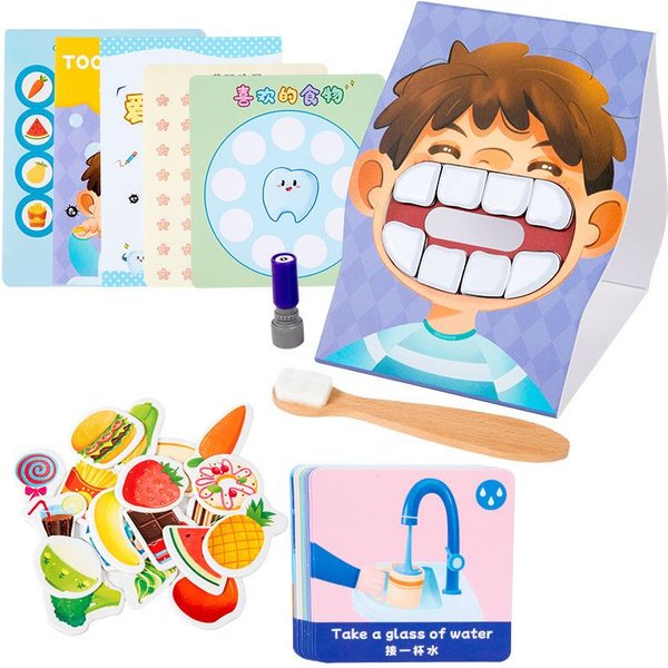 InteraccióN Padres-Hijos Montessori SimulacióN Cepillado De Dientes Juguetes Educativos Infantiles Tableros De Motricidad Fina Juegos De Mesa Juguetes De Rompecabezas Para NiñOs-image