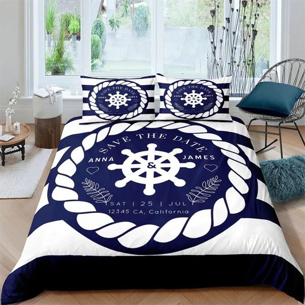 ImpresióN 3D Ancla Juego De Funda NóRdica 2/3 Piezas Funda De Almohada Juego De Cama TamañO Completo Queen King 70X133Cm 2Pcs White-image