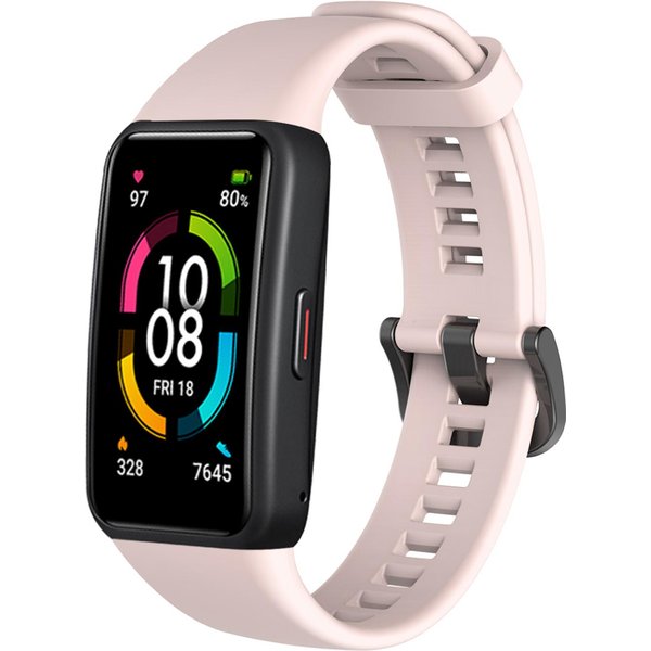 Sportowy Silikonowy Pasek Do Zegarka Dla Huawei Honor Band 6 Smartwatch Opaska Na Nadgarstek Zamiennik Oryginalny MięKki Pasek Dla Huawei Band 6 Pasek For Huawei Band 6 RóżOwy-image