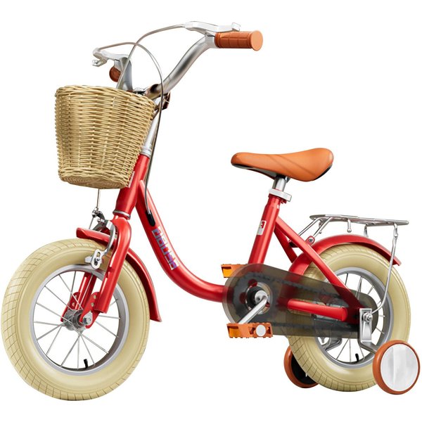 Bicicletas Para NiñOs Bicicleta De Entrenamiento Para Principiantes Con Ruedas De Entrenamiento Freno Delantero Y Trasero Cesta ExtraíBle Rojo-image
