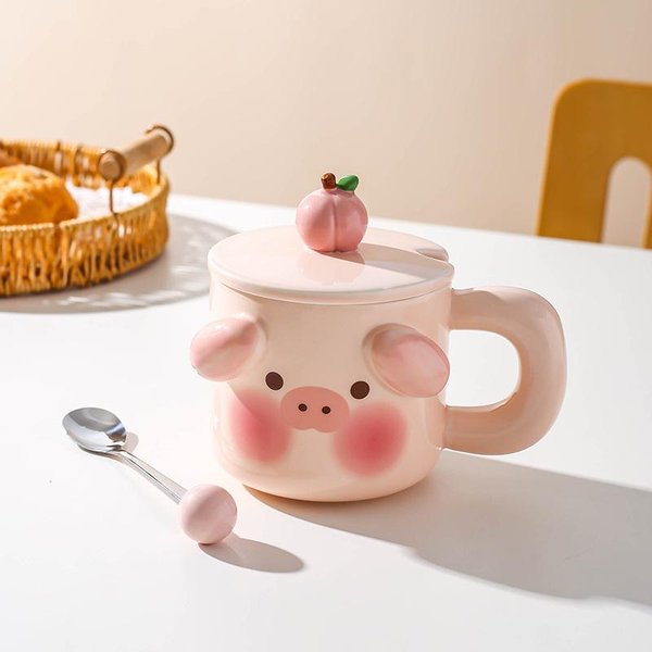 Taza CeráMica Dibujos Animados Creativa SúPer Linda Regalo Taza Hogar Taza Café Taza Agua Taza Desayuno Pareja 401-500Ml-image