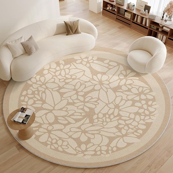 DecoracióN De Sala De Estar Minimalista Alfombra Redonda Gran ÁRea Alfombra Antideslizante Para Sala De Estar Alfombras Estilo FrancéS Para Dormitorio Esterilla Gruesa Lavable 100X100Cm-image