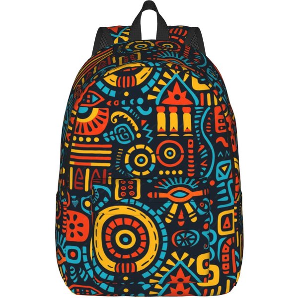 Mochila Tribal ÉTnica Tradicional Para Hombres Mujeres Moda Estudiante Negocios Mochila Diaria Colorida Lona Para PortáTil Bolsas Exteriores M-image