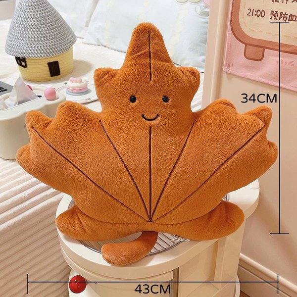 UśMiechnięTa Twarz Klon Liść MiłOrzęBu Pluszowa Poduszka Wypchana Kawaii RośLina Poduszka Dekoracja Sofa KrzesłO Prezent-image