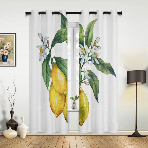 Owoce Cytrynowy ŻółTy BiałY ZasłOny Do Sypialni Salon Draperie Kuchnia PokóJ DziecięCy ZasłOna Okienna Nowoczesny WystróJ Domu 135W X 92H(Cm) X1-image