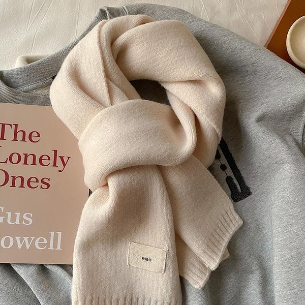 CiepłY MięKki Szalik Kaszmirowy Szal Damski Robiony Na Drutach Okrycia Luksusowy Gruby Koc Zimowy Bufanda Pashmina Damskie Stole PodróżNe One Size Beige-image