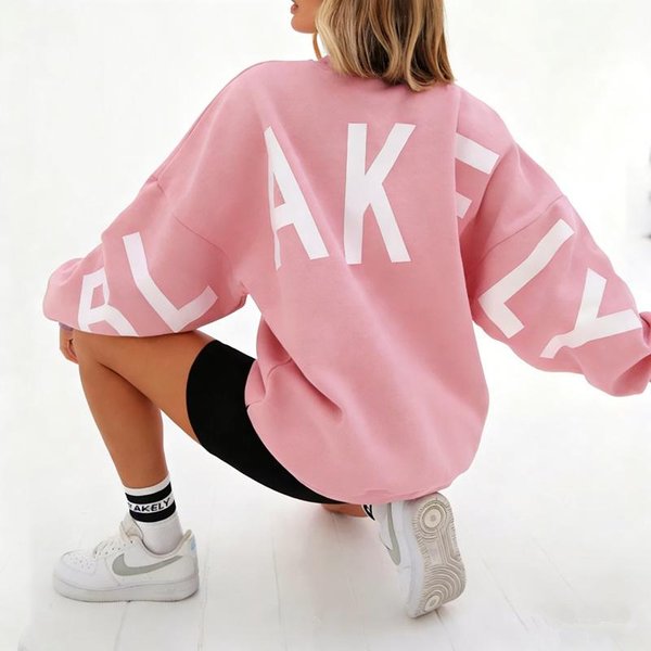 Aksamitny Sweter Damski Z OkrąGłYm Dekoltem I DłUgimi RęKawami, Cross-Border, Europejska I AmerykańSka Moda, Nadruk, DłUgość Do Ramion, Sweter Damski, Top Casualowy, Wiosna I Jesień, Wysoki XXL Pink-image