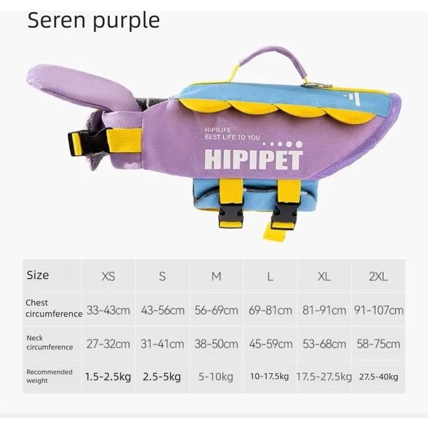 Chaleco Salvavidas Para Perro PortáTil Verano Flotabilidad Fuerte Traje De BañO Para Perro Transpirable Abrigos Y Chaquetas Para Perro Secado RáPido Productos Para Mascotas (Purple,S (2.5-5Kg)) PúRpura-image