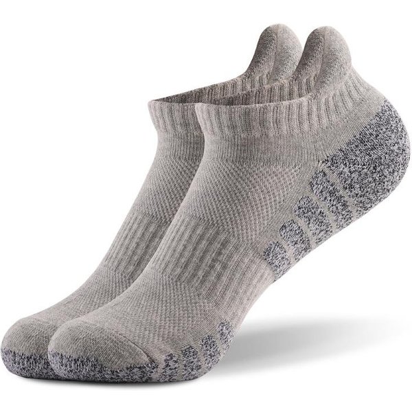 1 Par De Calcetines Gruesos Para Correr Con Parte Inferior De Toalla, Calcetines De Malla Para Barco, Calcetines Deportivos Antideslizantes Y Transpirables, Calcetines De Corte Bajo Gris Oscuro-image