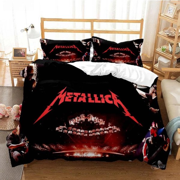 ColeccióN De Ropa De Cama De La Banda De Metal Mmetallica Individual Twin Matrimonial Queen King Size ColeccióN De Camas Dormitorio Adulto NiñO ColeccióN De Fundas NóRdicas Textil Hogar AU Double 180X210Cm-image