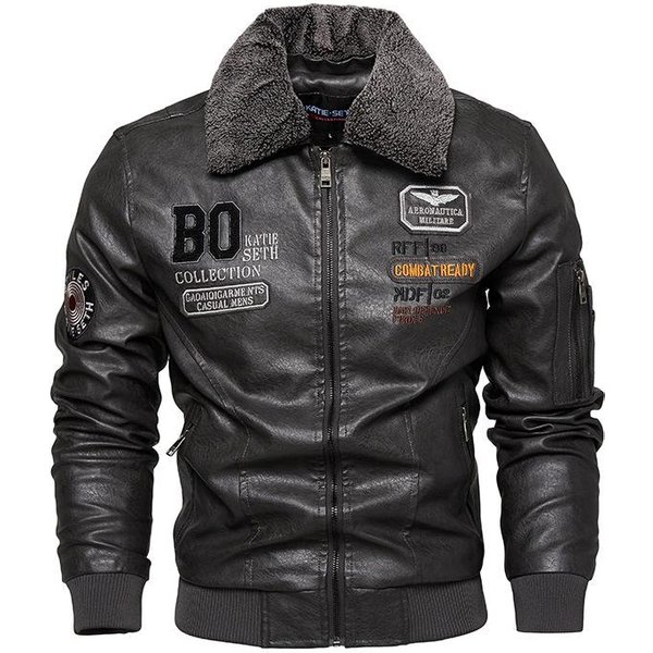 Chaqueta De Cuero Para Hombre Nueva Chaqueta De Cuero PU Para Hombre Ropa De Locomotora Europea Y Americana Chaqueta De Cuero Aterciopelado Abrigo Para Hombre Para Hombre 6XL Gray-image