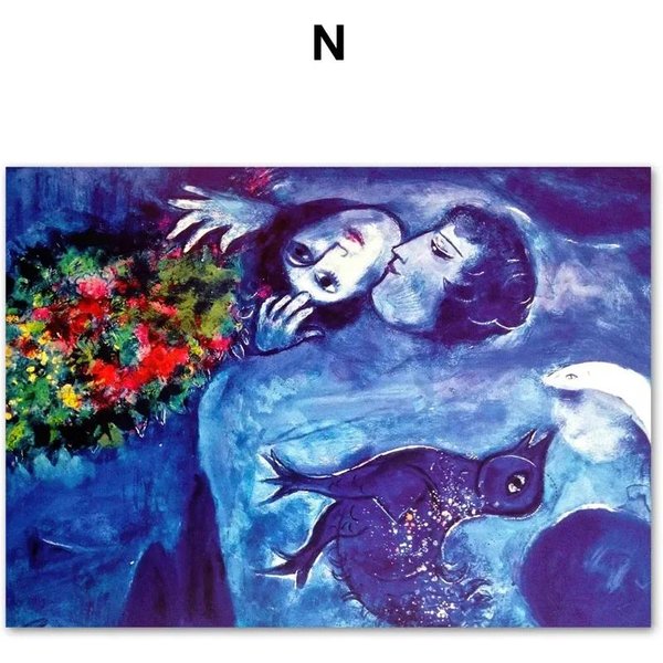 Marc Chagall Surrealizm Abstrakcyjny Kochanek Tancerz Kwiat Nordic Plakat Sztuka ŚCienna Wydruk PłóTno Malarstwo Obrazy Do Wystroju Salonu 40X60Cm No Framed-image