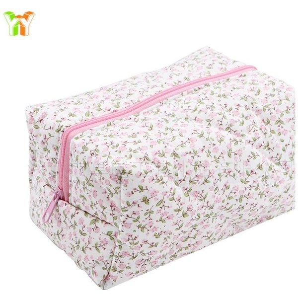 Bolsa De Maquillaje Con Cremallera Impresa Con Flores, Organizador De Almacenamiento, Accesorio De Maquillaje, Bolsa De Aseo, Bolsa De CosméTicos, Bolsa De CosméTicos De Viaje Color Rosa-image