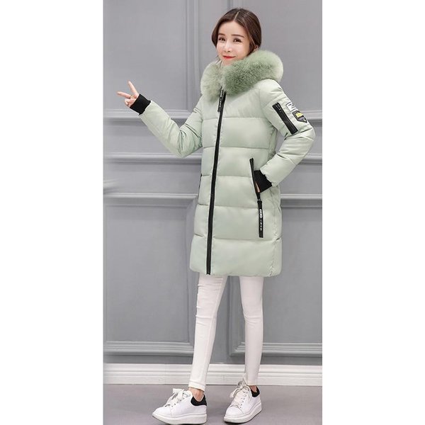 Invierno Estilo Coreano Nuevo Abrigo Acolchado De AlgodóN Para Mujer Chaqueta Acolchada De AlgodóN De Largo Medio Y Corte Slim Para Mujer Abrigo Acolchado De AlgodóN Para Estudiante Con Cuello Grande De Piel 3XL Gray-image