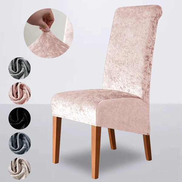 Aksamitny Pokrowiec Na KrzesłO Jadalniane PełNy Pakiet Elastyczny Dom El Restauracja Bankiet Jednolity Kolor Pokrowiec Na Siedzisko KrzesłA Ochraniacz Mebli 1 Piece Chair Cover Beige-image