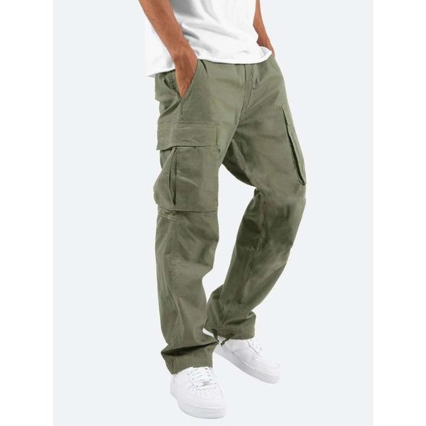 Nuevos Pantalones Casuales De Trabajo Para Hombre Estilo Verano CordóN Bolsillos MúLtiples 3XL Gray-image
